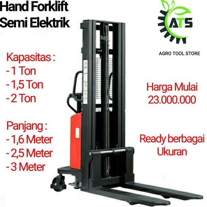Grosir Hand Stacker Semi Elektrik Forklift 1 - 2 Ton 1,6 - 3 Meter Dalton