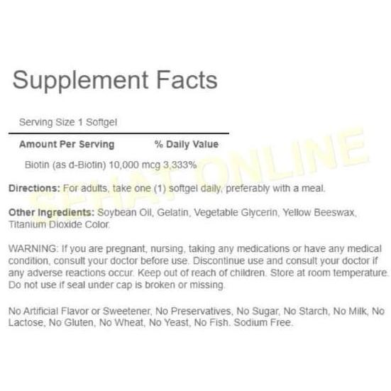 Bitamin- Puritan Biotin 10000 Mcg - 100 Softgels Puritan'S Pride Usa