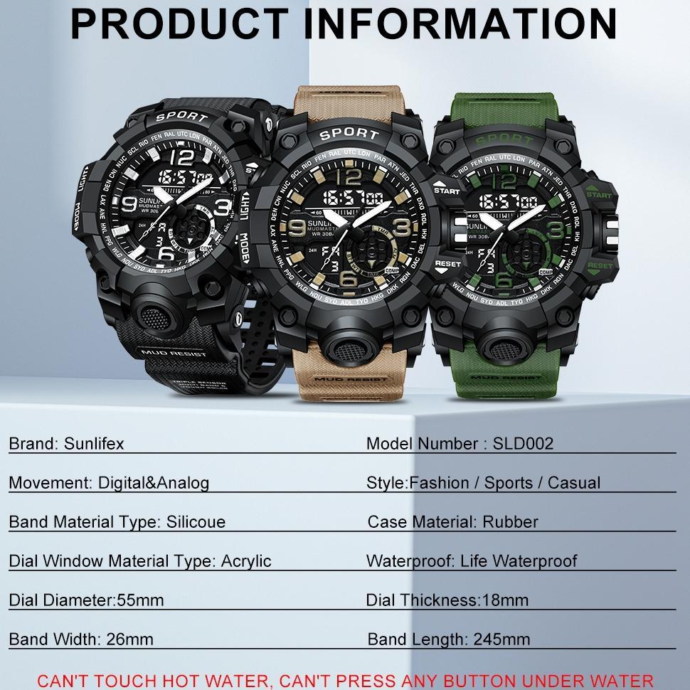 terlaris jam tangan pria anti air digital&analog original olahraga bercahaya kalender klasik tali si