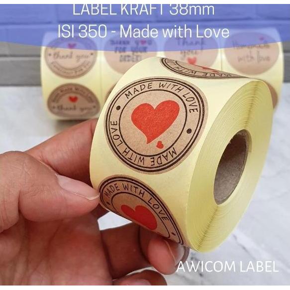 Bigbox- 350 Pcs (1 Roll) Stiker Label Thank You Homemade Handmade 38Mm Roll Paper