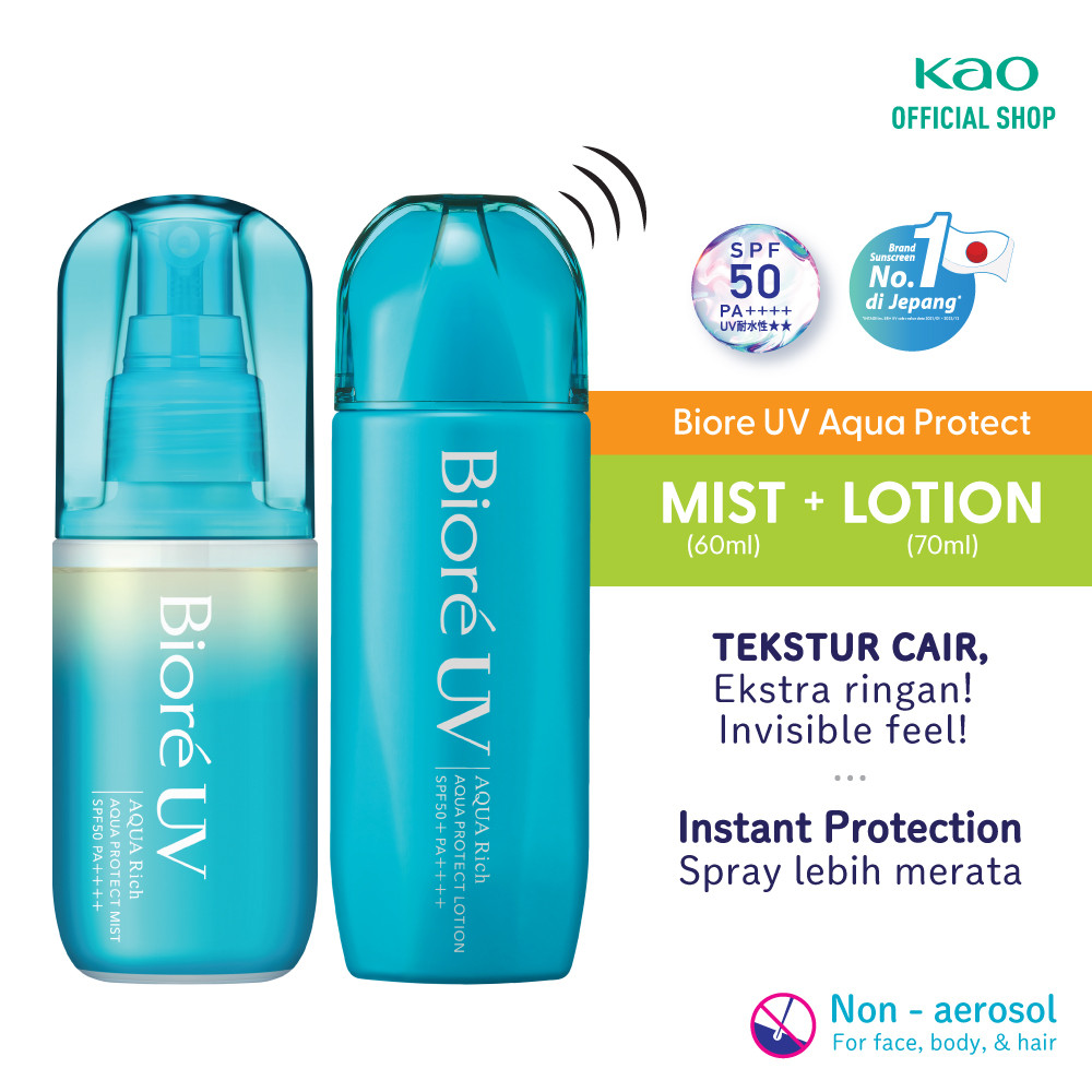 Biore UV Sunscreen Aqua Protect Mist 60ml + Biore UV Sunscreen Aqua Protect Lotion 70ml