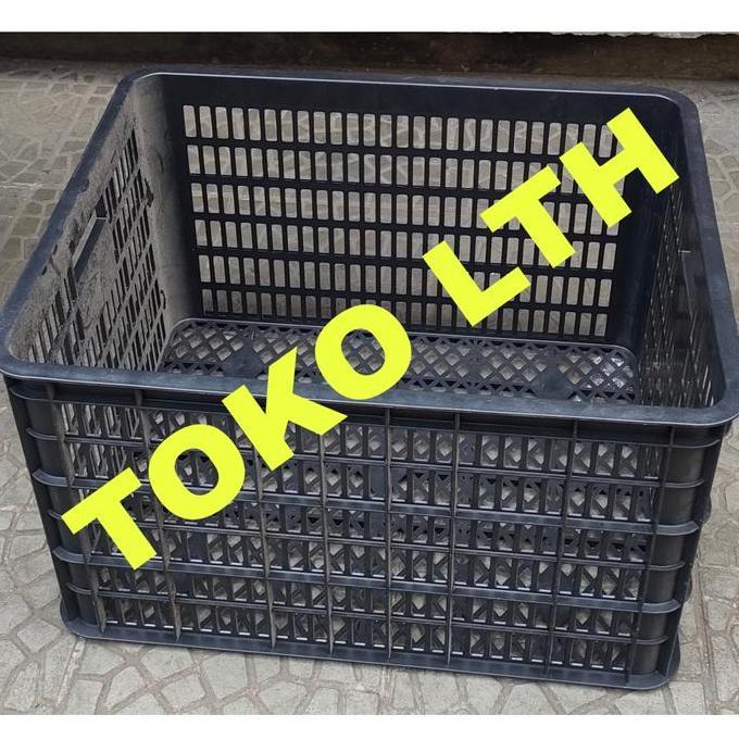 NEW CONTAINER KERANJANG INDUSTRI BOX WADAH SERBAGUNA KRAT LUBANG HITAM