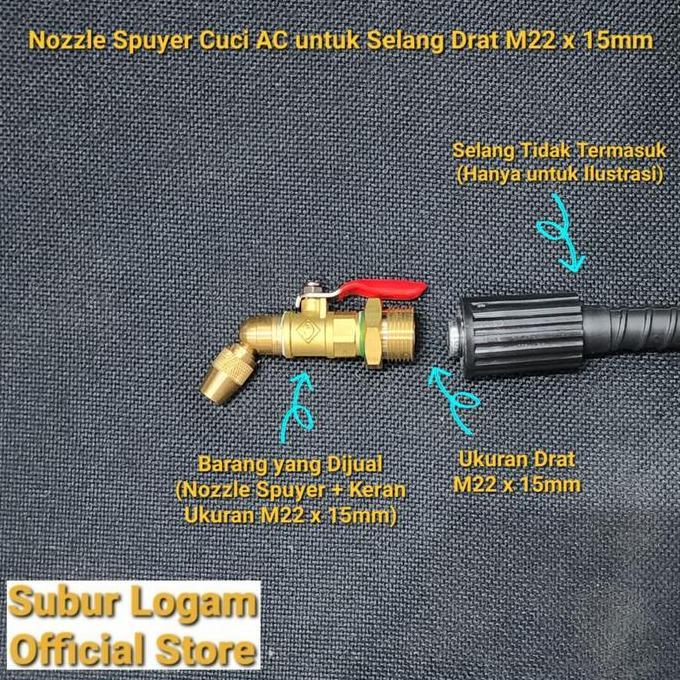 Nozzle Spuyer Cuci AC untuk Jet Cleaner Orion Superjet 100S Superjet100S Ukuran Drat M22 x 15mm HEMA