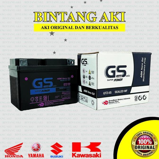 Aki Motor GS GTZ5S MF untuk Honda Beat, Vario 110, Supra X 125, Scoopy, Spacy, Blade Revo dan New Me