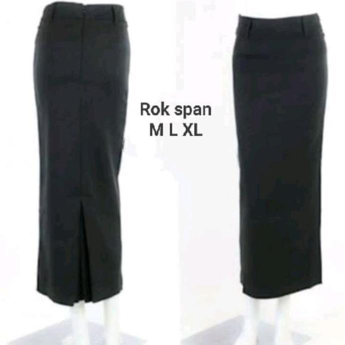 PREMIUM Rok span panjang rempel belakang || rok kerja || rok kuliah || rok sekolah Wanita Hitam Dewa