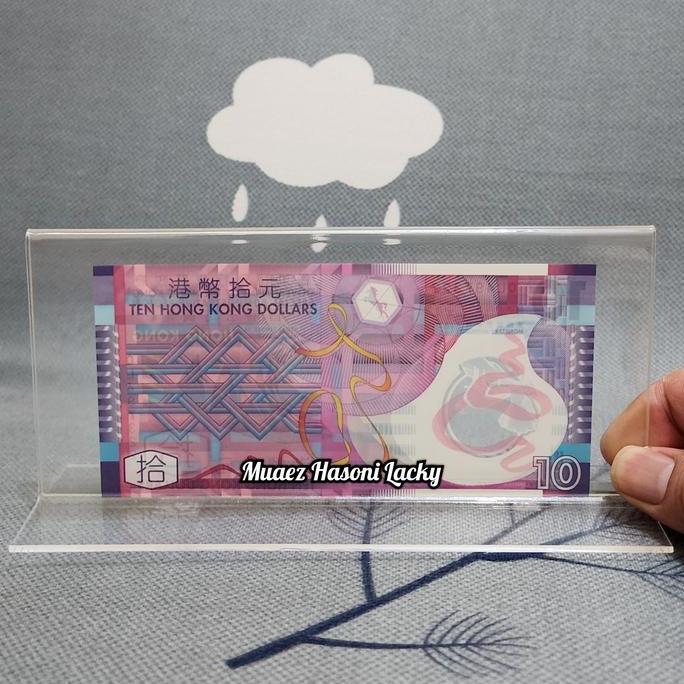 Akrilik Tempat Uang Pajangan Hiasan Hongkong 10 Dolar Polymer