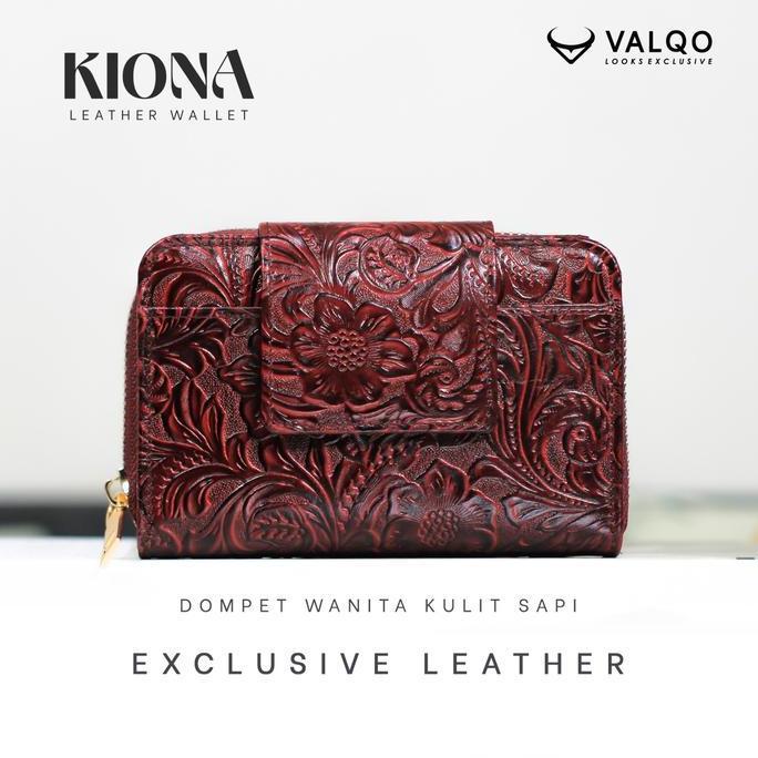 Kasora- Valqo Kiona Dompet Kulit Sapi Wanita 13 Kartu 2 Foto Slot Resleting Dompet Wanita Dompet Kec