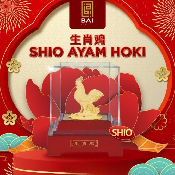 BAI GIFT PATUNG SHIO AYAM LAPISAN EMAS 24K PAJANGAN AYAM MINIATUR SHIO AYAM EMAS