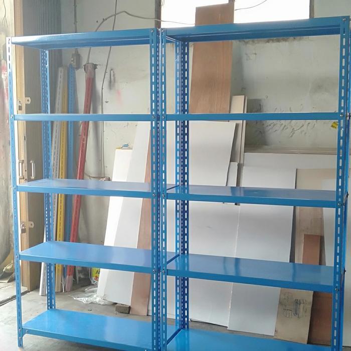 rak besi siku lubang 1m x 30 x 2m (5susun)