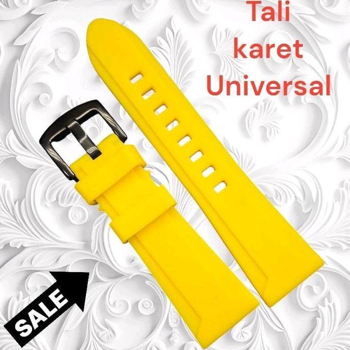 STRAP TALI JAM AC EXP 22MM 24MM 26MM UNIVERSAL RUBBER TEBAL KUNING