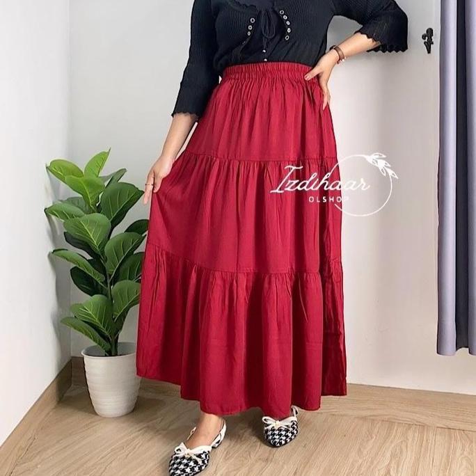 Rok Susun panjang Rok susun Wanita Katun Rayon Twill