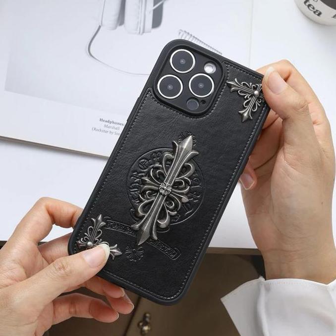 TERMURAH - Case Iphone Series Luxury Leather Chrome Hearts Fashion Softcase Casing