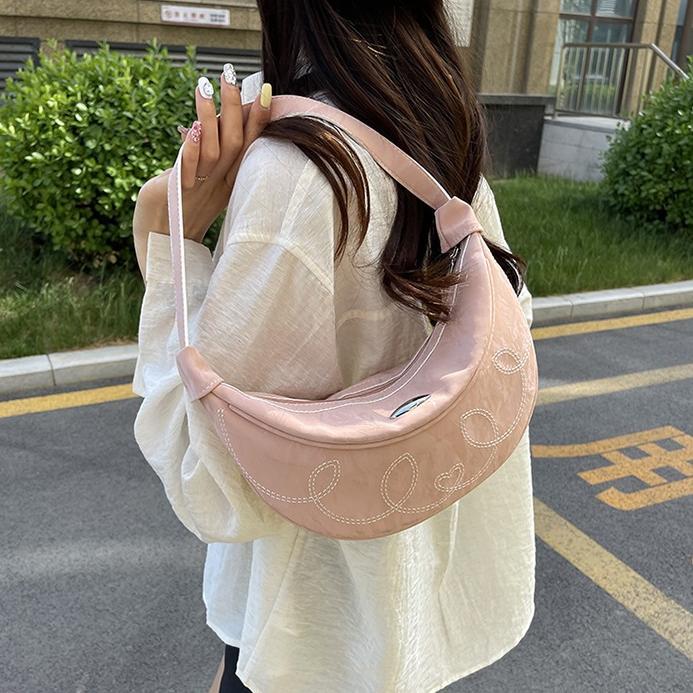 BESTPROMO HT Tas Bahu Shoulder Bag Tas Tangan Tas Bordir Fashion Tas Komuter Rantai Korea Sederhana 