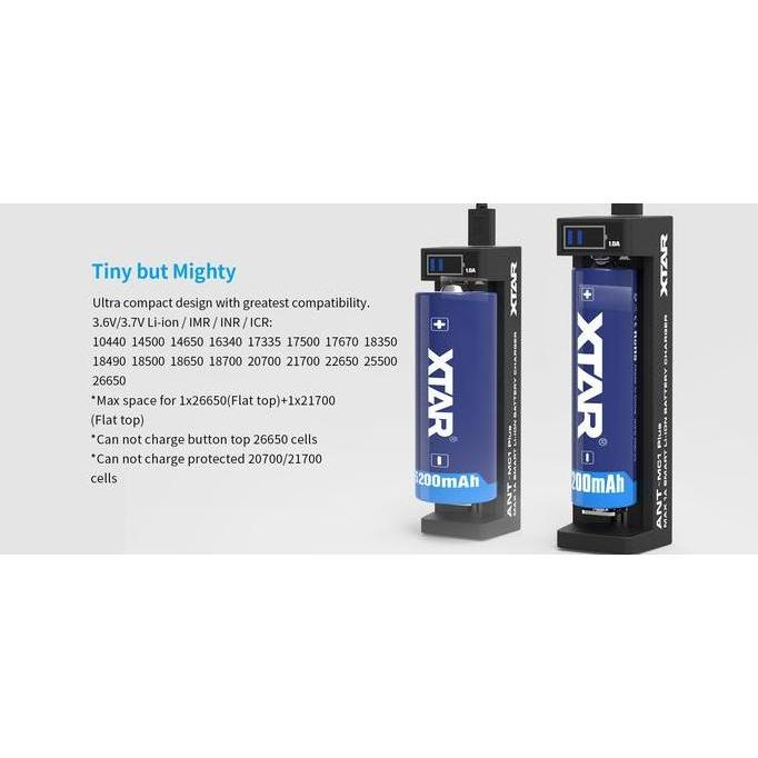 XTAR ANT MC1 PLUS CHARGER BATERRY 1 SLOT