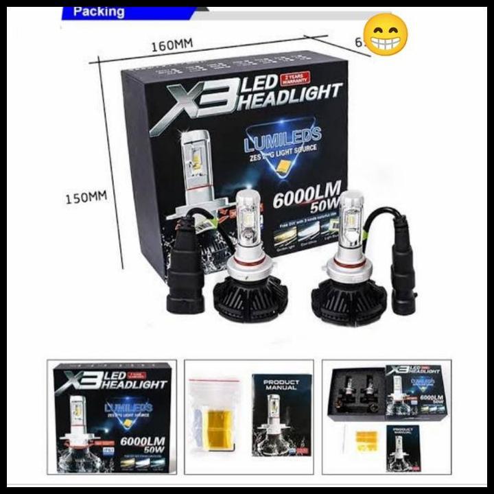 TERLARIS LAMPU DEPAN MOBIL BRIO LED X3 H11 H4 UNIVERSAL 