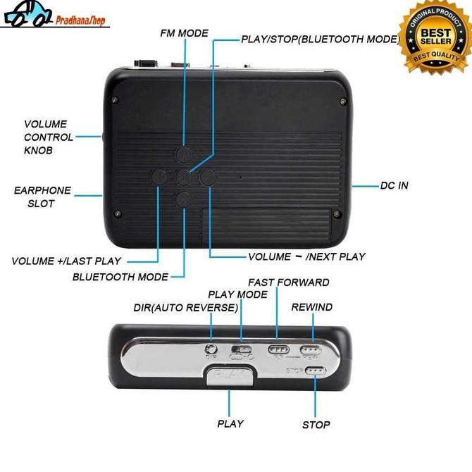 Sale Headunit Pemutar Kaset Kasette Pita Kaset Tape Lama Casette Player Bluetooth 5.0 Fm Radio Porta