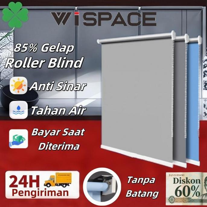 WISPACE Roller Blinds Gorden Minimalis Point 85%Dimout Dapur&Kantor Hiasan Dinding Ruang Tamu Tanpa 