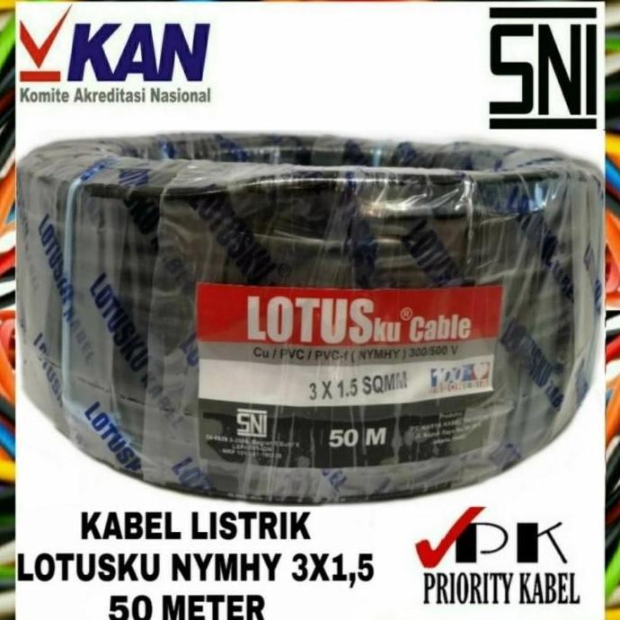 Taiyo- Kabel Listrik Serabut Lotusku Nymhy 3X1,5 3X1.5 50 Meter (50M) Lotus