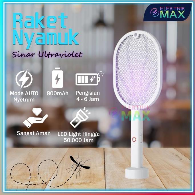 Kurin- [Max] Raket Nyamuk Rechargeable 3 In 1 Multifungsi Auto Uv Led/Raket Nyamuk Cas