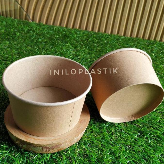 Tayoo- Paper Bowl Brown Polos 360Ml [25Pcs] / Kraft Paper Bowl 360 Ml Cokelat [1Pack]