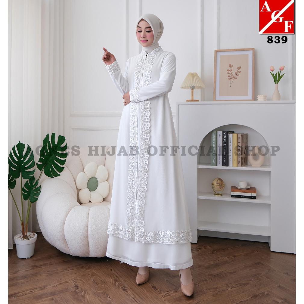 Viral  Agnes Hijab - Virly Dress Gamis Putih Baju Muslim Wanita Dewasa Gaun Pesta Remaja Abaya Hitam