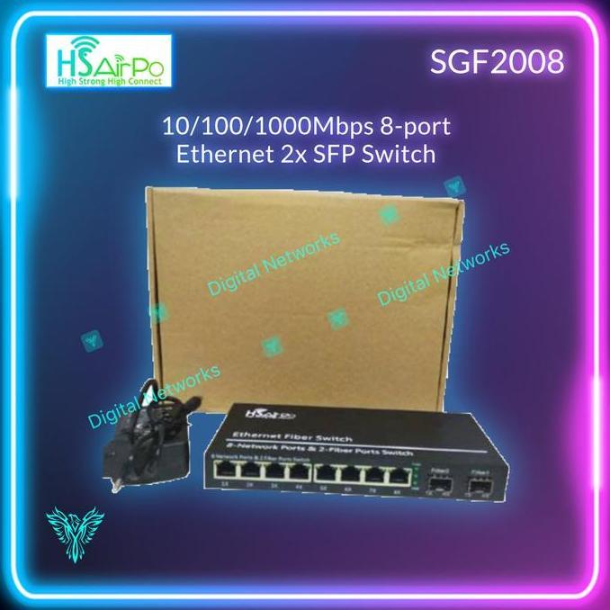 TERMURAH - HSAIRPO SGF2008 Switch 8Port Gigabit with 2SFP HS airPo SGF2008 SG2008