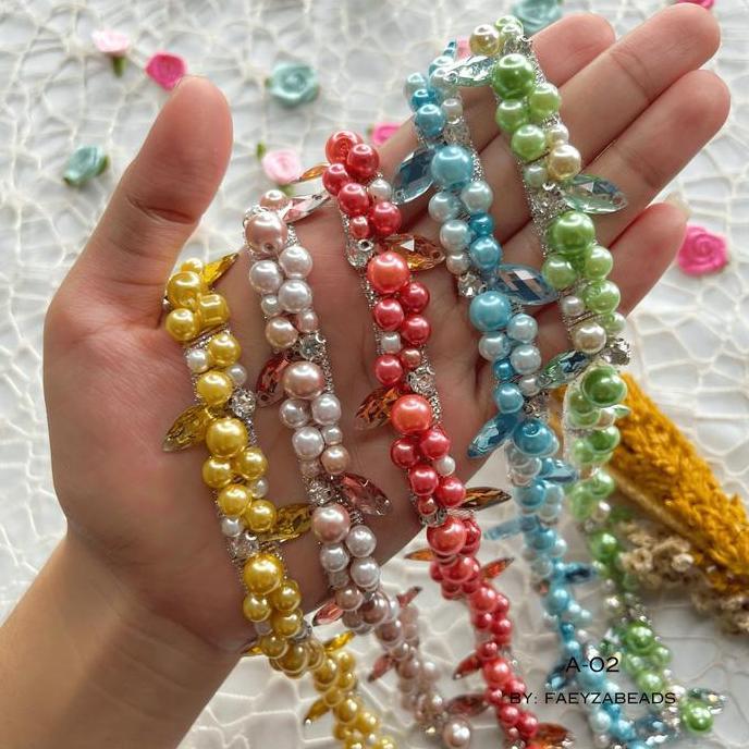 Payet Rangkai Mutiara Jahit A02 / Payet Leher / Payet Pinggang / Payet Dada / Payet Mutiara | Bisa C