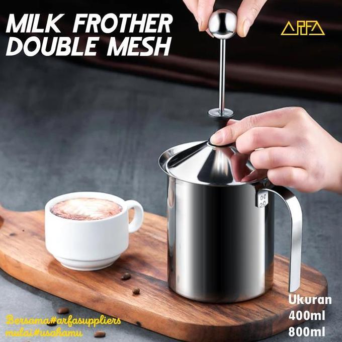 TERMURAH - Milk Frother Double Mesh Latte Art Manual