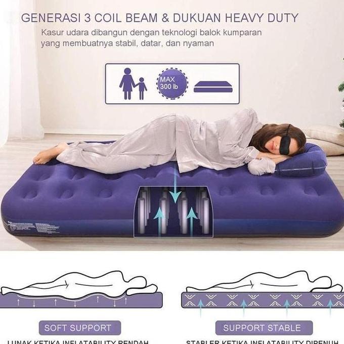 Grosir Kasur Angin / Air Bed Double Kasur Angin + Pompa  Paket Kasur Angin Double / Paket Kasur Tiup