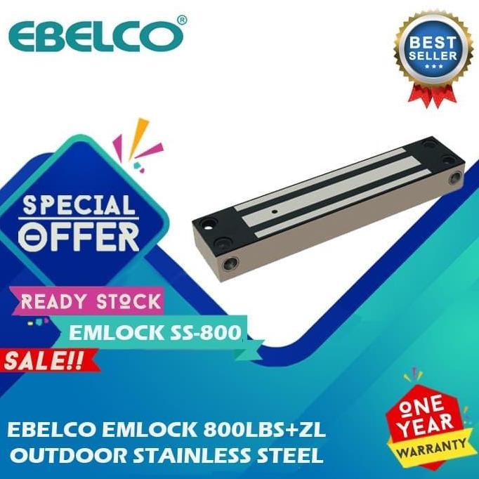 Ebelco Emlock SS-800+ZL Magnetic Lock Stainless Steel Outdoor 800lbs