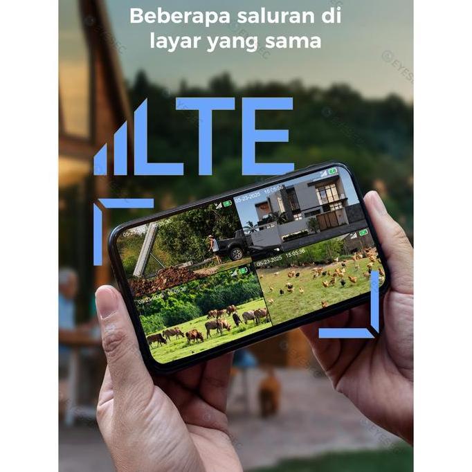 Kyatchi- Cctv Eyesec 4G Tenaga Surya 6Mp Ip Camera Outdoor Siap Pakai Tanpa Wifi & Kartu Sim Solar C