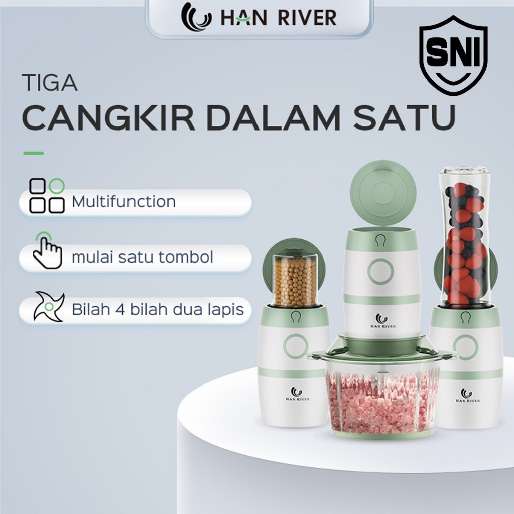 Han River Blender 2L Mesin Penggiling Daging 5 In 1 Multifunction Meat Blender Elektrik