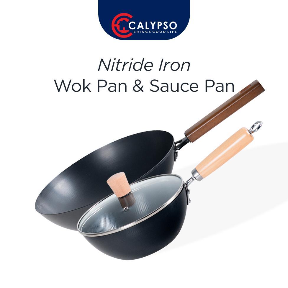 DISKON CALYPSO SAUCE PAN WOK PAN WAJAN PENGGORENGAN NITRIDE IRON 20CM-32CM GAGANG KAYU ANTI LENGKET