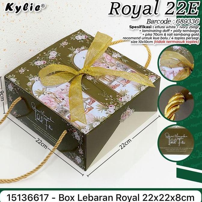 ```````] Box Lebaran Royal GREEN 22x22x8cm Kotak Cake Idul Fitri Lebaran Box Hampers Kotak Cup Cake 