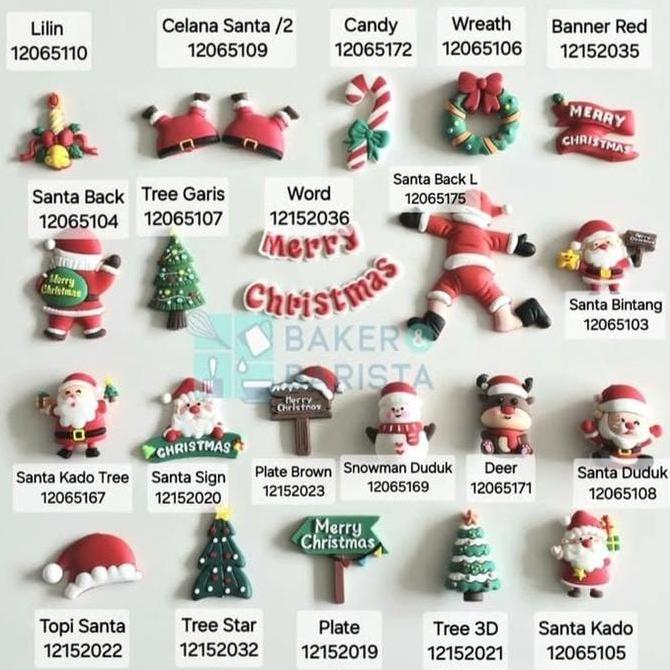 ] tusukan clay xmas hiasan kue natal xmas cake decoration santa xmastree