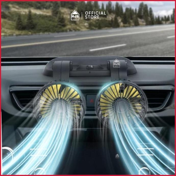 Promo [HJS] Kipas Angin Mobil 12-24V 2 Kepala Dingin AC Truk 360 Diskon