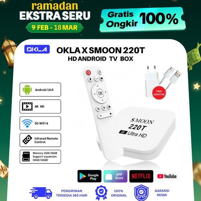 FLASH SALE - OKLA x SMOON 220T SMART TV BOX ANDROID - YOUTUBE NETFLIX - WIFI HD - STB ANDROID 14