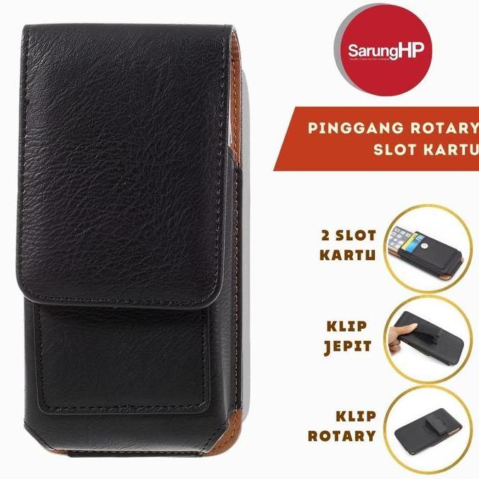 Gabrim- Sarung Dompet Tas Tempat Hp Pinggang Kulit Klip Jepit Rotary