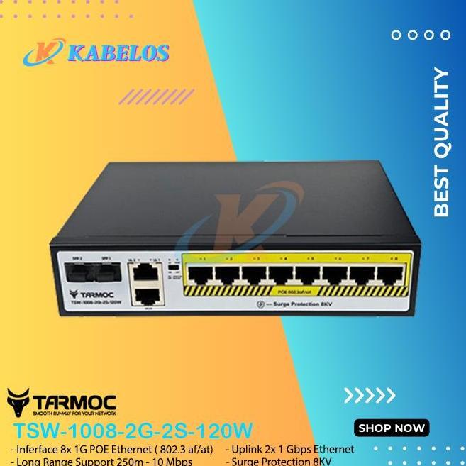 Tarmoc Switch POE Gigabit CCTV|IP Camera|AP Wifi 8 Port + 2UL TSW1008-2G-120W