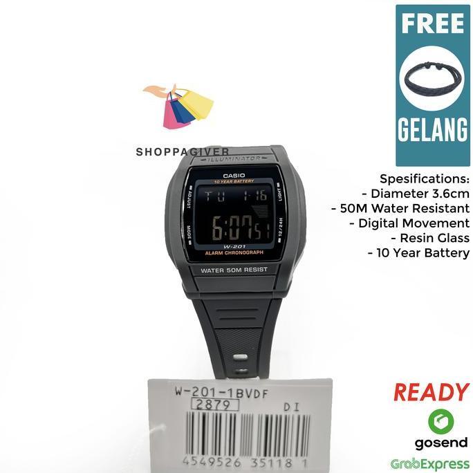JAM TANGAN CASIO ORIGINAL W-201-1B / W-201-1BVDF DIGITAL UNISEX