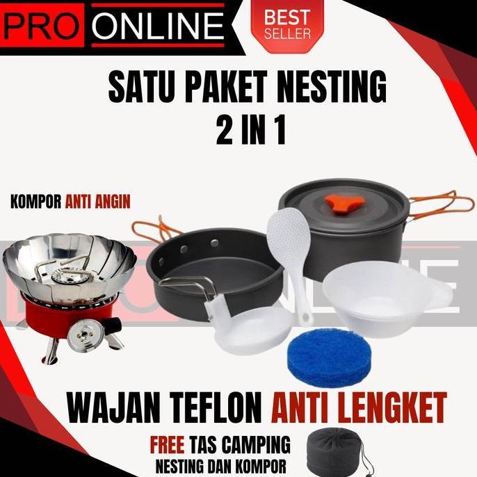 Nesting camping oudoor - paket nesting dan kompor windproof