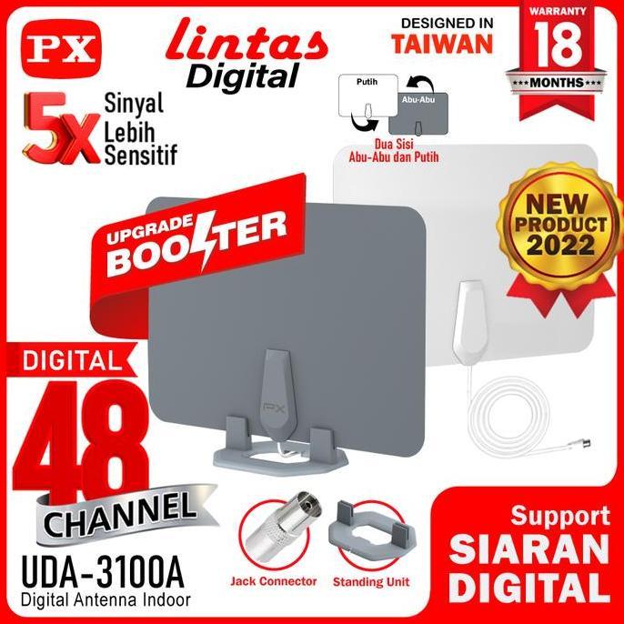 HARGA TERBAIK - Antena TV Digital indoor Dinding DVBT2+Booster PX UDA-3100A