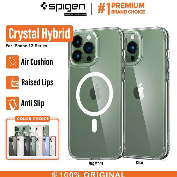 Case iPhone 13 Pro Max Mini Spigen Crystal Hybrid Anti Crack Magsafe - 13 Pro, Clear