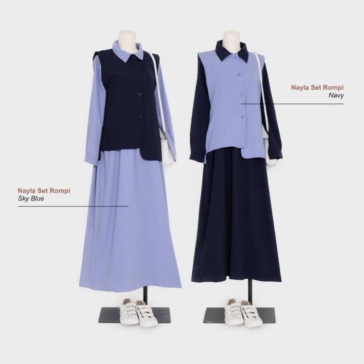 HARGA TURUN Mininos Nayla Dress Set Rompi | Setelan Gamis Luaran Daily Remaja Muslimah