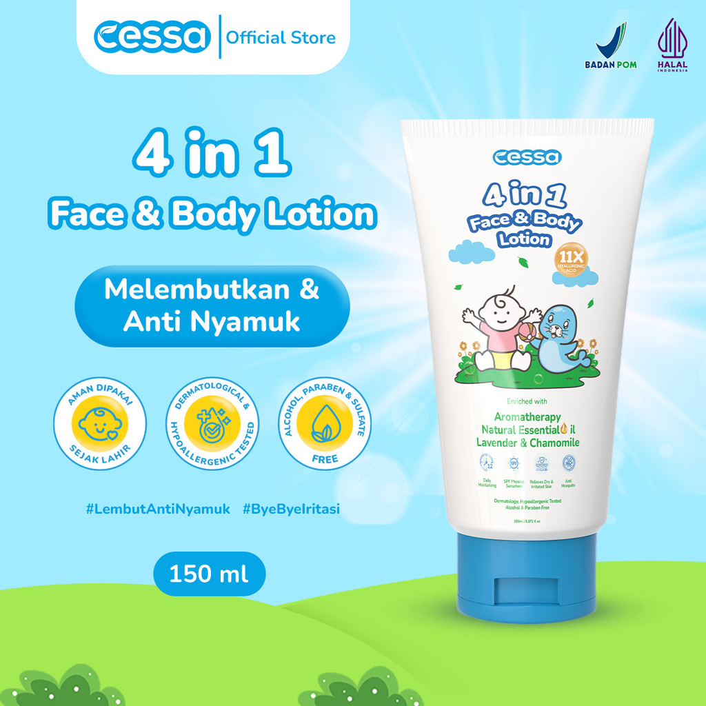 Cessa 4in1 Face & Body Lotion 150 Ml - Melembabkan & Menyehatkan Kulit Bayi dan Anak - Lotion Ruam d