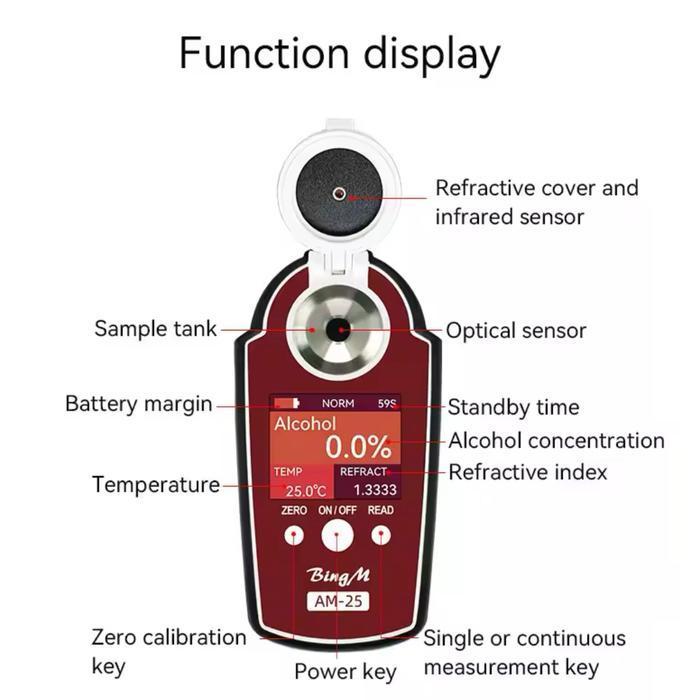 AW-25 Alcohol Alkohol Anggur Test Wine Meter Tester Meter Alcoholmeter Concentration Instrument alco