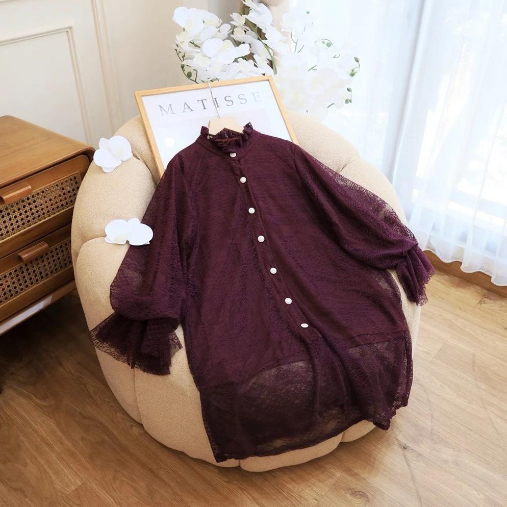 TERLARIS Tsabina Tunik Brukat Kondangan Pesta Baju Wanita Kekinian- NEW SERIES MAHOGANY
