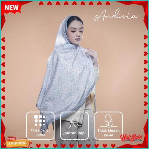 Andista - Mauve Hijab Motif Pashmina Turki Premium Bahan Voal Anti Kusut