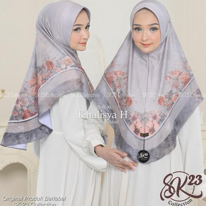 SK 23 Collection Jilbab Instan Khalisya H Motif Sublim Hijab Bergo Daily Ped Antem Muslim Syari Khim