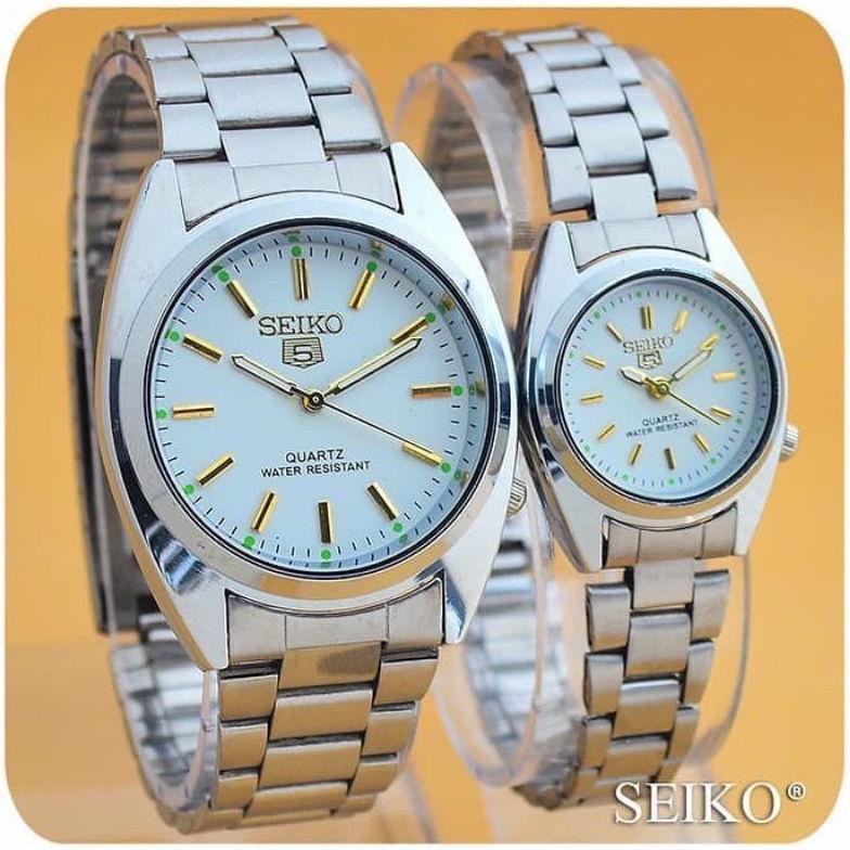 ORIGINAL [TW]  PROMO JAM TANGAN GRADE A+ COUPLE/PRIA/WANITA ANALOG SEIKO 5 POLOS PREMIUM STRAP RANTA